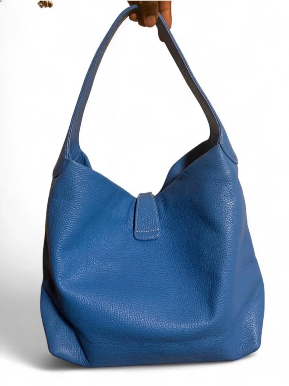Dooney & Bourke Blue Pebbled Leather Hobo with Brass Clasp